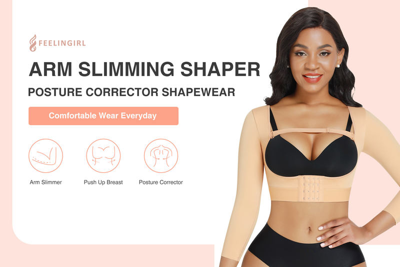 FeelinGirl Upper Arm Shaper for Women Faja Post Surgery Slimming Compression Sleeves Arm Lipo Compression Garments XX-Large Black