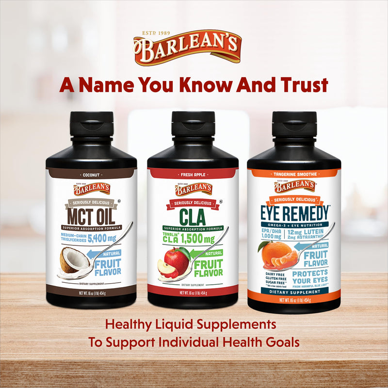 Barlean's Tangerine Omega-3 Eye Remedy Fish Oil, 1000mg EPA & DHA, 16oz | Lutein, zeaxanthin, astaxanthin, eye and vision support, EPA DHA omega-3, tangerine smoothie, blue light, non-GMO Eye Remedy - Tangerine Smoothie 16 Fl Oz (Pack of 1)