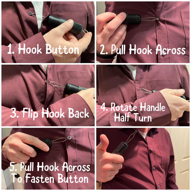 UniGrip 2 in 1 Button Hook and Zipper Pull. One Hand Button aid Dressing Assist Device. Adaptive aid Helps with Dressing oneself After arm Injury, Arthritis, Stroke, Parkinson's or Other Disability.