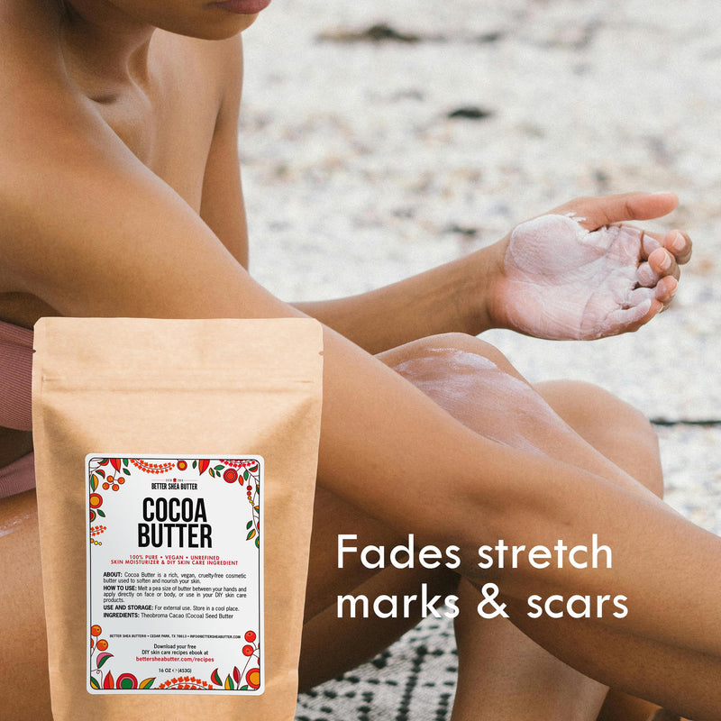 Better Shea Butter Cocoa Butter - 8 oz Block, Deeply Moisturizes Skin, Diminishes Scars, Stretch Marks, Soothes Dry Skin Bar 8 Ounce (Pack of 1) - BeesActive Australia