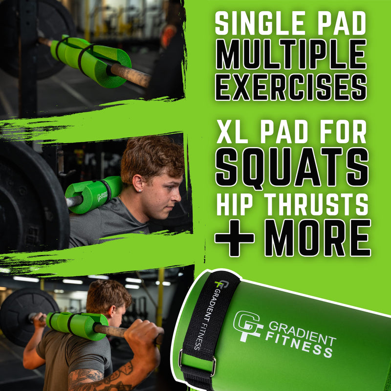 Gradient Fitness Barbell Pad - Hip Thrust & Squat Pad for Olympic & Standard Bars Green