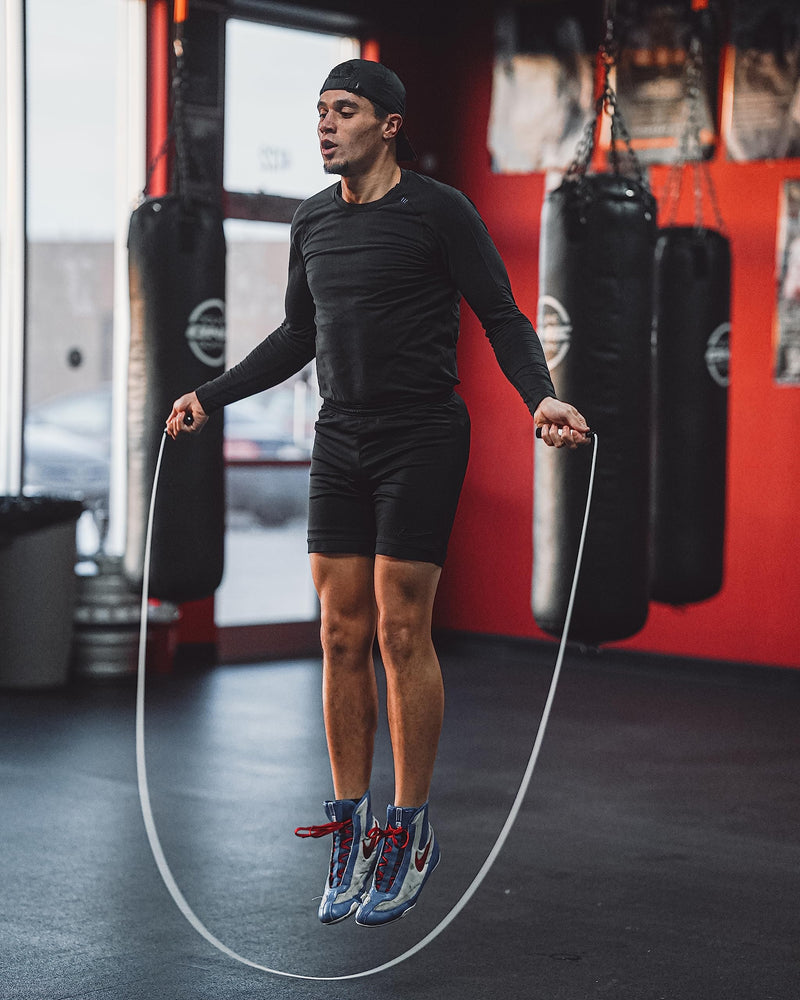 BOXROPE, A Jump Rope Made For Boxing, Tangle-Free, 15% Heavier Than A Normal PVC Rope, Boxer Jump Rope, Adjustable, Includes Grip Tapes For More Grip, Skipping Rope for Boxers, Premium Quality Grey (Up to 6'2ft)