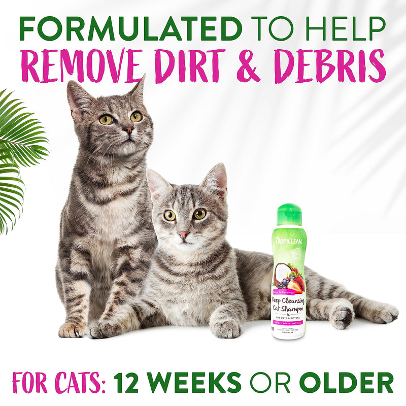 TropiClean Berry & Coconut Deep Cleansing Cat Shampoo | Kitten Shampoo Reduces Matting | Natural Shampoo Derived from Natural Ingredients | Made in The USA | 12 oz. Berry and Coconut - BeesActive Australia