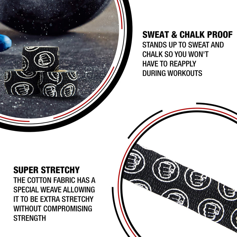 WOD Nation Flexible Hook-Grip Athletic Tape – Easy-Tear, Sweat-Proof Thumb & Finger Strips for Weightlifting 3 Pack Black - BeesActive Australia