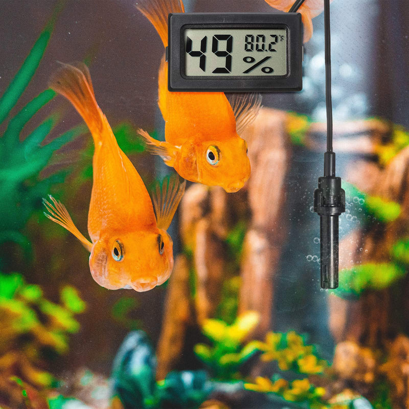 Weewooday Mini Digital Temperature Humidity Meters Gauge with Probe Gauge LCD Fahrenheit Display Thermometer Hygrometer for Incubator Reptile Plant Greenhouse Chicken Coop Garden(Black, 6 Pieces) Black