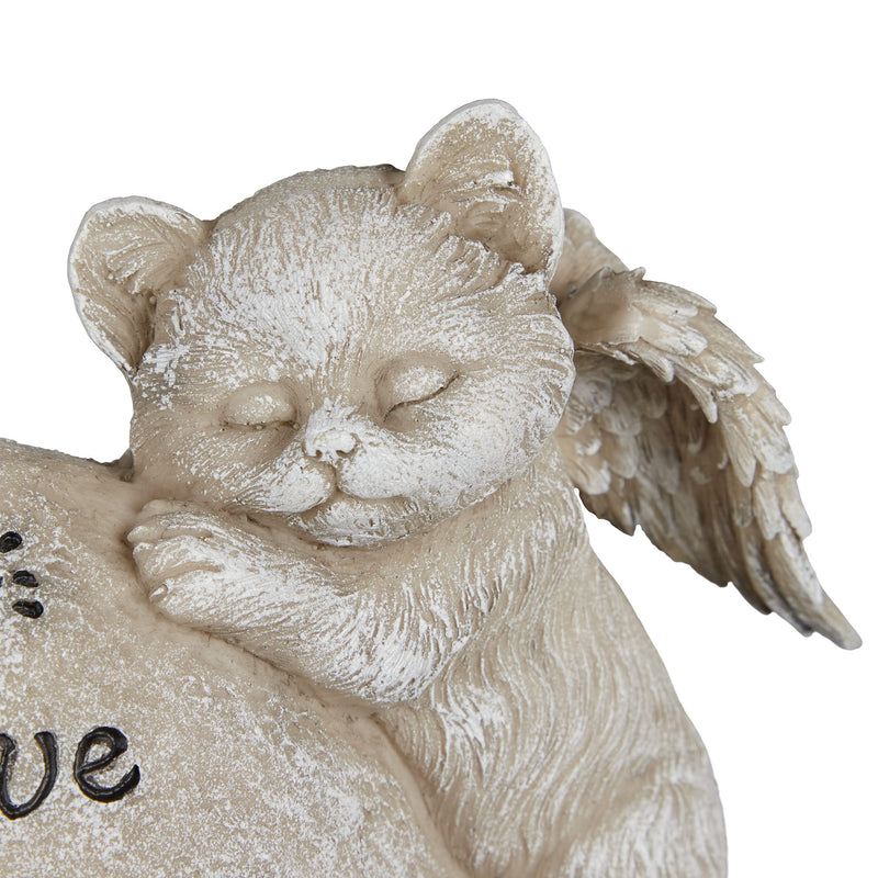 Relaxdays grave decoration for cat, garden decoration figure, keepsake animal, gravestone with saying, cat angel, weatherproof, cream - BeesActive Australia