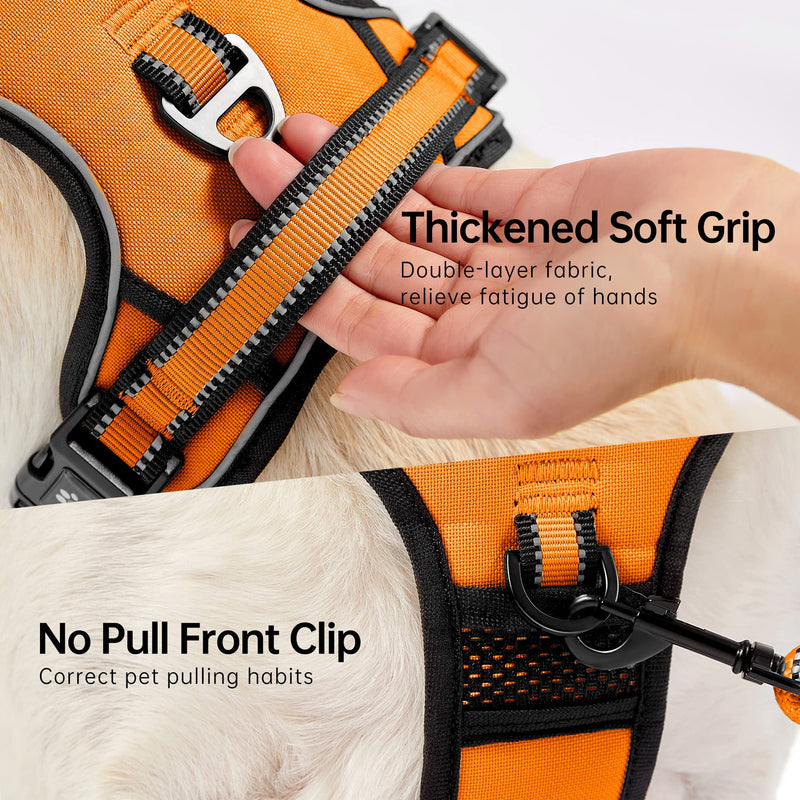 NESTROAD Dog Harness Small Dogs Orange, Anti Pull Harness Padded Chest Harness for Small Dogs, Size S Neck Circumference 28~38CM Chest Circumference 38~53CM, Reflective Strips Chest Harness Dog [S] Neck 28-38CM Chest 38-53CM - BeesActive Australia