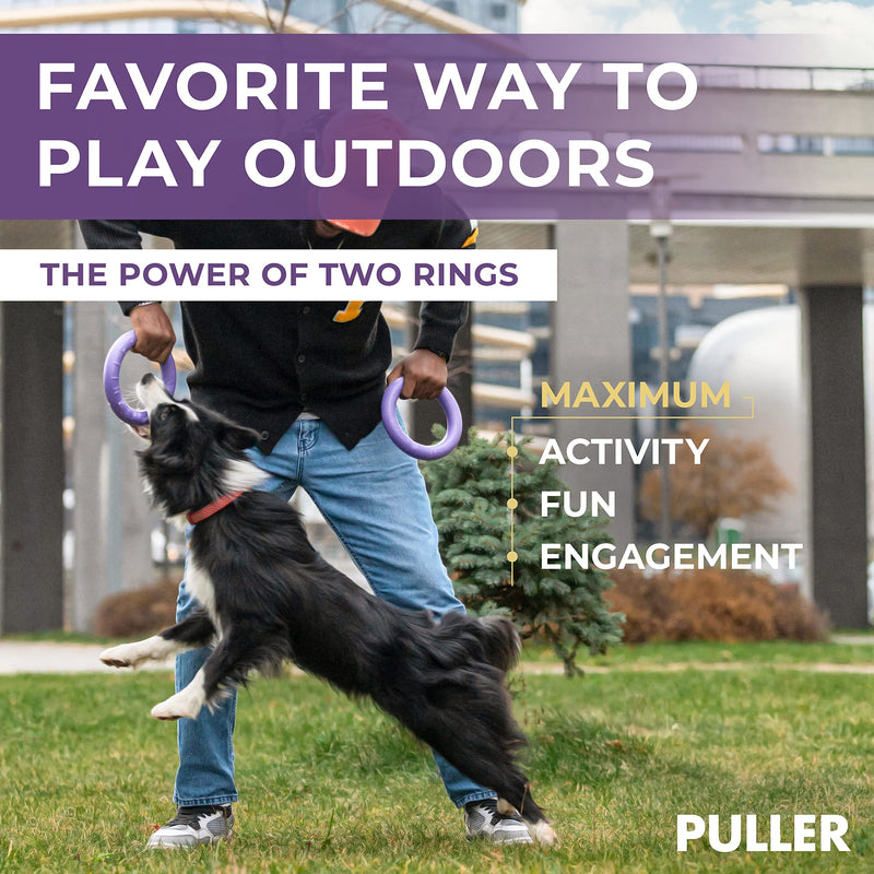 Puller Outdoor Dog Ring Toys - Dog Fetch Toy & Tug of War Dog Toy for Small Medium Large Dogs - Dog Ball & Soft Dog Frisbee Alt - Outside Dog Yard Toys - Big Dog Pull Toy - Dog Agility Jumps Tool MIDI - TWO Rings - BeesActive Australia