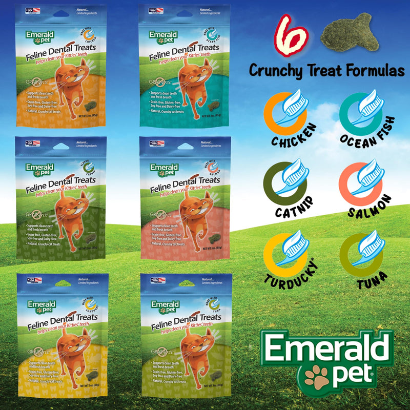 Feline Dental Treats — Tasty and Crunchy Cat Dental Treats Grain Free — Natural Dental Treats to Clean Cat Teeth, Freshen Cat Breath, and Reduce Plaque and Tartar Buildup — Salmon Treats, 3 oz 1 Count (Pack of 1) - PawsPlanet Australia