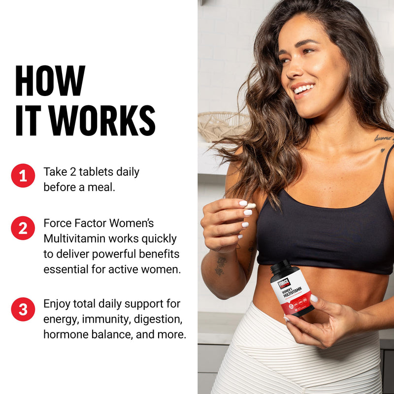 Force Factor Women’s Multivitamin with 20 Vitamins & Minerals | Multivitamin for Women to Support Hormone Balance, Energy, Immunity, Gut Health, with Ashwagandha, Chasteberry, 60 Tablets Women's