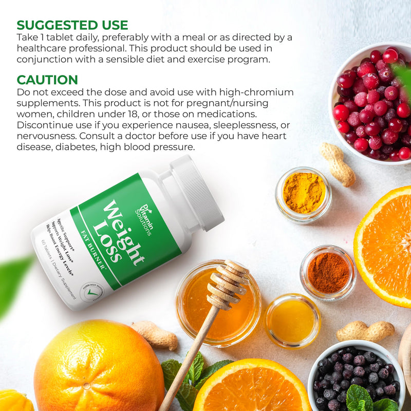 Fat Burner for Women and Men - Thermogenic Weight Loss Diet Aid | Appetite Suppressant, Metabolism Booster, Belly Fat Support, Green Tea, Garcinia Cambogia, Chromium, Non-GMO, 60 Tablets 60 Count (Pack of 1)