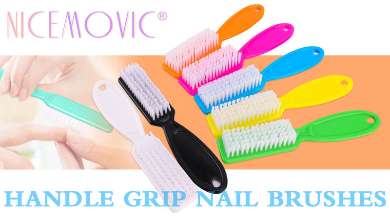 24 Pcs Handle Grip Nail Brush, NICEMOVIC Hand Fingernail Cleaner Brush Manicure Tools Scrub Cleaning Brushes Kit, Use for Toe and Nail Cleaning (Bright Colors) Cleaning(Bright Colors) Bright