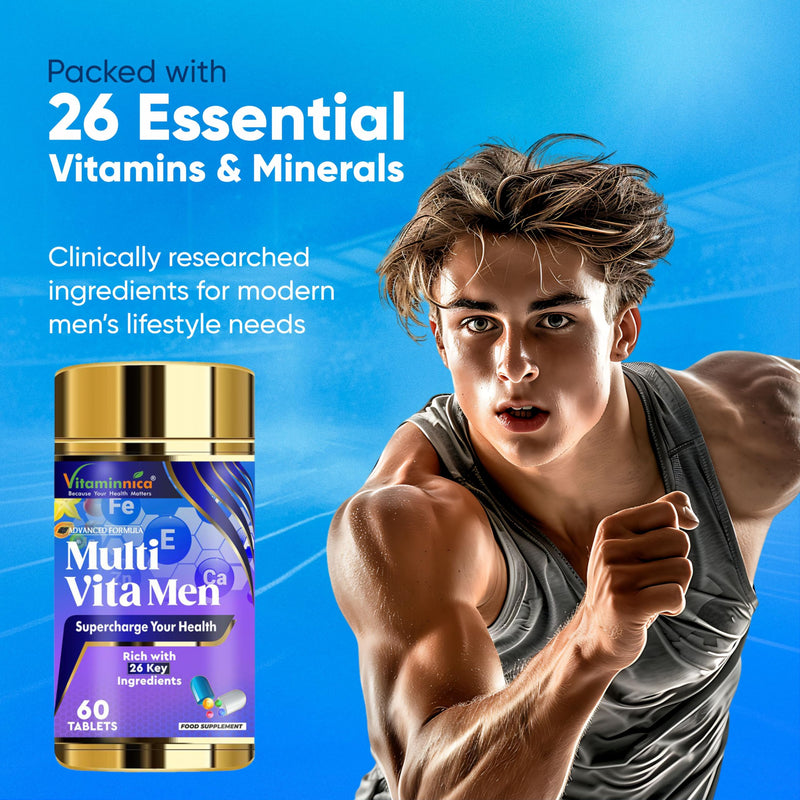 Vitaminnica Multivitamins for Men with Vitamin A & 28 Other nutrients for Overall Health & Immunity- 60 Tablets