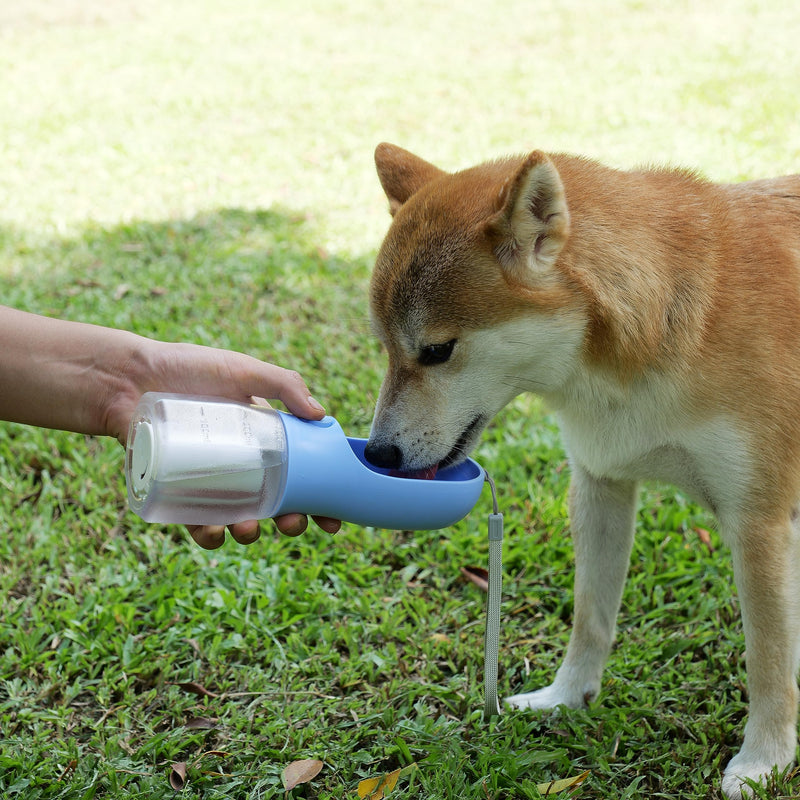 Dog Water Bottle with Food Container, Portable Pet Dog Water Dispenser for Outdoor Walking,Hiking,Travel,Puppy essentials,Puppy supplies,Replaceable Waste Bags 20oz Blue - BeesActive Australia