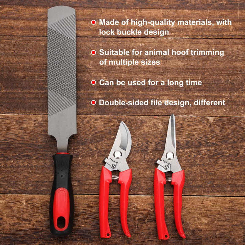 3pcs Goat Hoof Trimmers and File, Nail Clippers for Goats Hoof Nippers Curved/Straight Head Sheep Hoof Trimming Shears Hoof Rasp Horseshoe File for Goat Sheep Lamb Pig Animal Hooves (Red) - BeesActive Australia