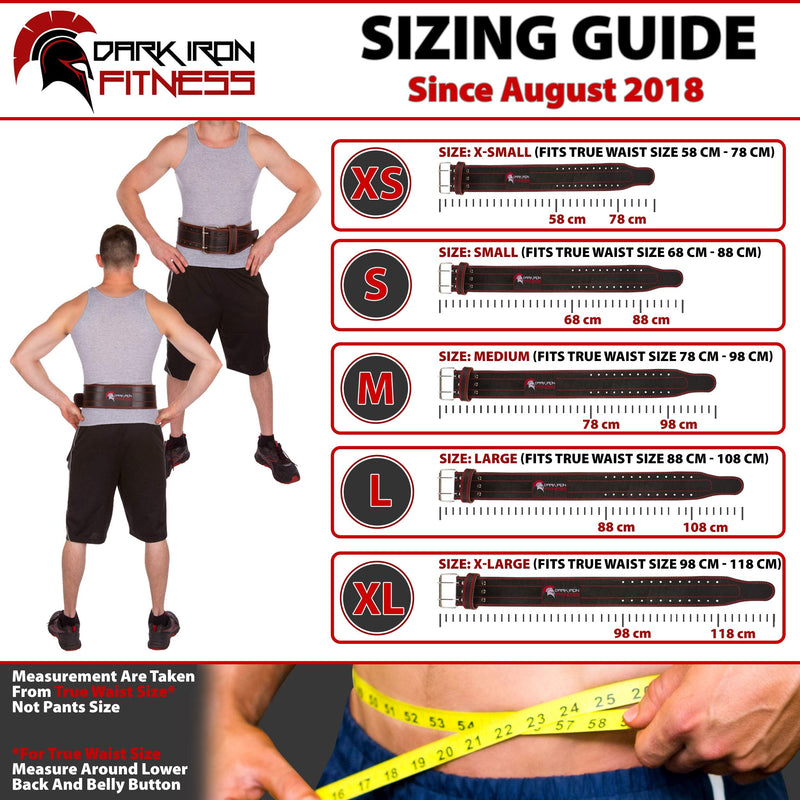 Dark Iron Fitness Weight Lifting Belt for Powerlifting Deadlift Training, Premium Leather for Core Support Gym Strength Workout Medium Black - BeesActive Australia