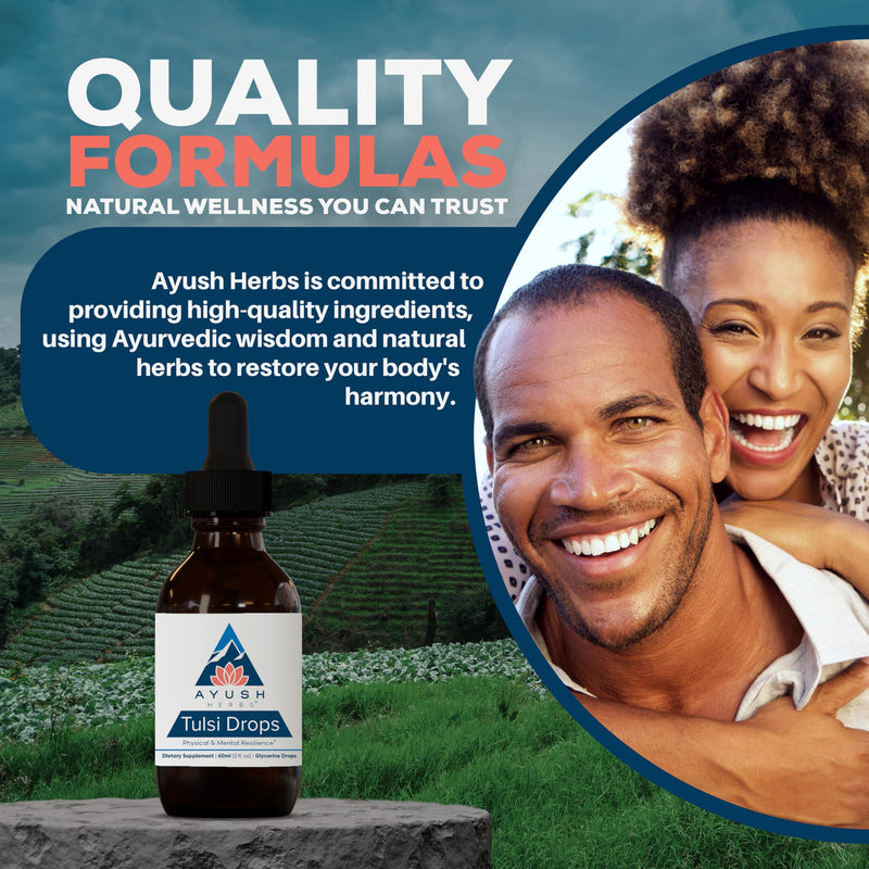 Ayush Herbs Tulsi Drops - Alcohol-Free Tulsi Drops, Holy Basil Gylcerite, Natural Immune-Support Drops for Kids & Adults, Calm & Focus Booster - 2 Fl Oz (80 Servings) - BeesActive Australia