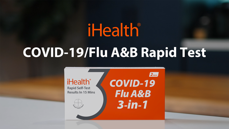 iHealth Flu A/B + Covid-19 Test Combo, 3-in-1 Flu Covid Test Kit, 2 Tests