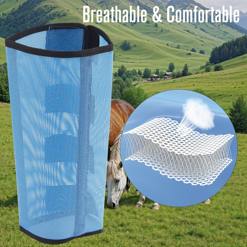 Mesh Fly Boots，Mesh Horse Fly Boots Protective Horse Leg ，Horse Leggings， Breathable Plastic Mesh (Set of 4) (Blue) Blue - BeesActive Australia
