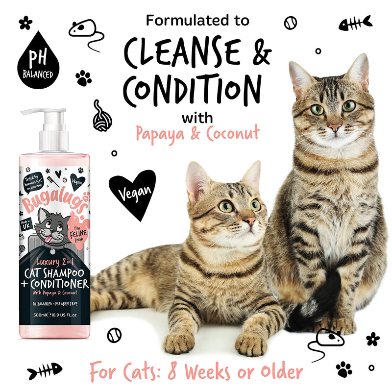 Bugalugs 2in1 cat shampoo + conditioner 500 ml pump dispenser 500 ml shampoo - BeesActive Australia