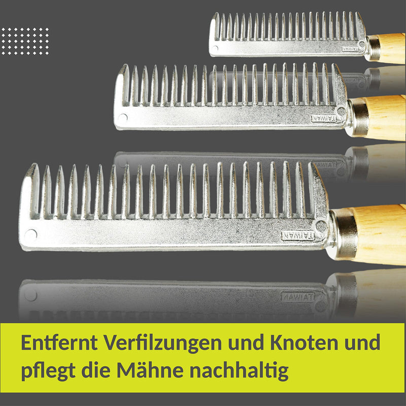 Metal mane comb for horses and donkeys with a sturdy wooden handle (wooden handle) - BeesActive Australia