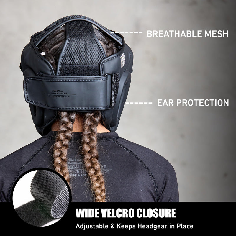 Elite Sports Best Kids Boxing Headgear Youth Wrestling Headgear for Age 4 to 13 Year MMA Kickboxing Muay Thai BJJ Karate Head Guard for Boys Girls (Black) Medium Black