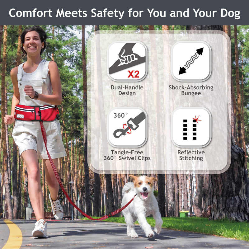 DOCO Hands Free Dog Leash (Waist 26”- 48”, Leash- 1”x 5ft) Waist Belt for Walking, Running & Hiking, Bungee with Dual Handles, Adjustable Fit, Reflective Safety Design for Large Dogs (Turquoise) Turquoise - BeesActive Australia