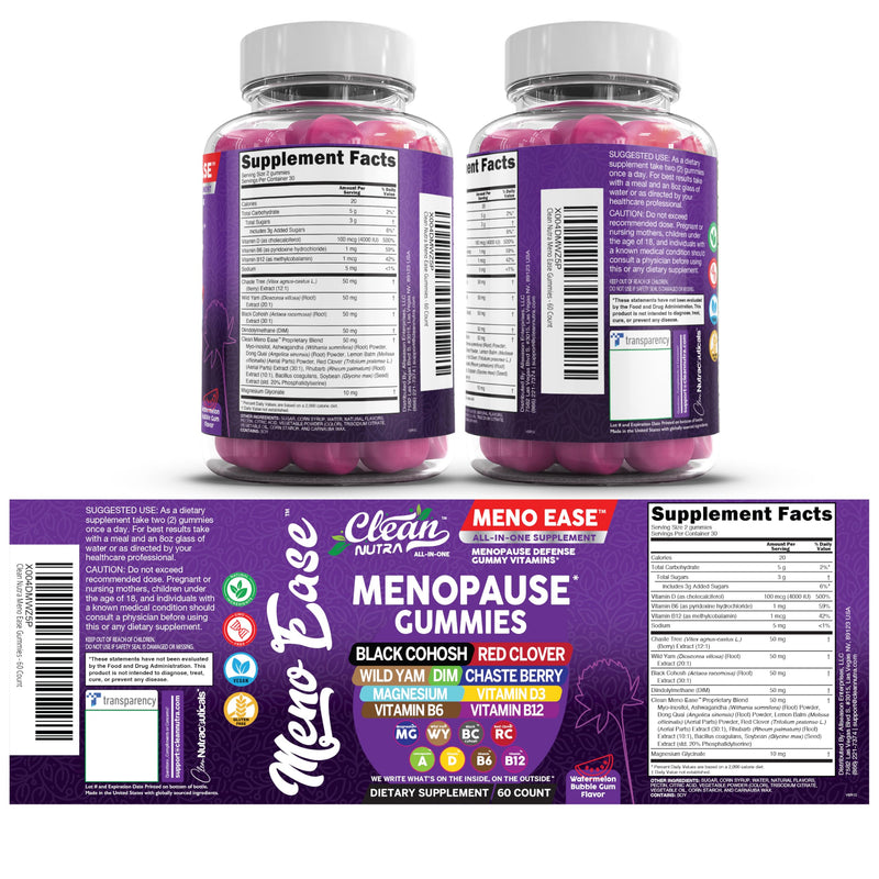 Menopause Supplement for Women Gummies with Black Cohosh, Wild Yam, DIM, Magnesium, Red Clover Chasteberry for Hormone Balance Relief Night Sweats Mood Plus Bergamot, Vitamin D3, Vitamin B6 B12 1