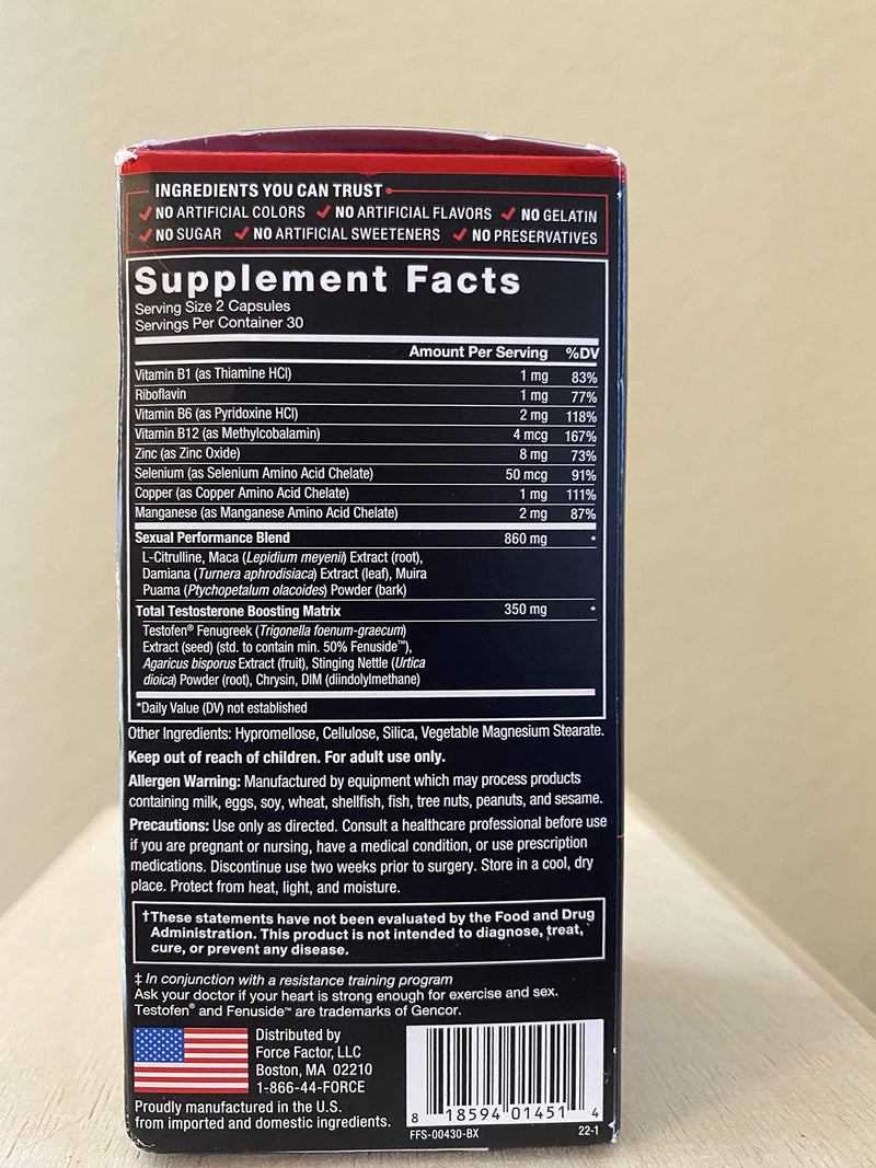 Force Factor Test X180 Alpha Testosterone Booster for Men | Testosterone Supplement with Fenugreek & L-Citrulline to Promote Lean Muscle, Strength, Energy & Performance, 60 Capsules