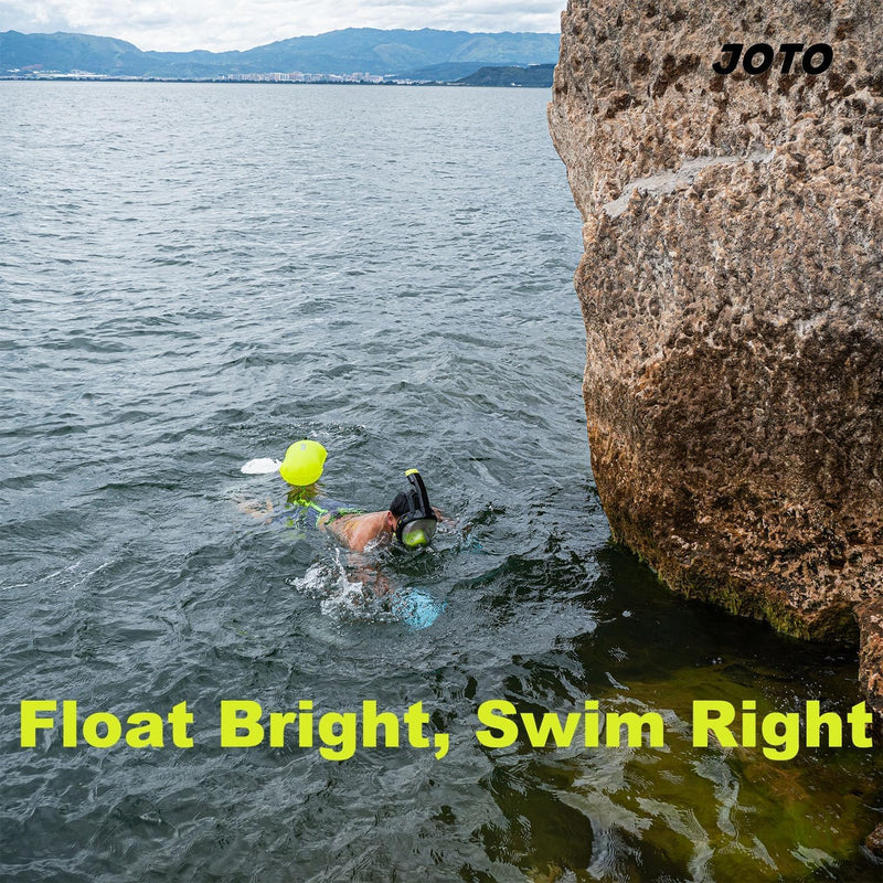 JOTO 2 Pack Swim Buoy Float for Open Water, Swimming Belt Bubble Safety Float with Adjustable Waist, Snorkeling, Swim Training, Triathletes, Kayaking Small Neonyellow & Orange - BeesActive Australia