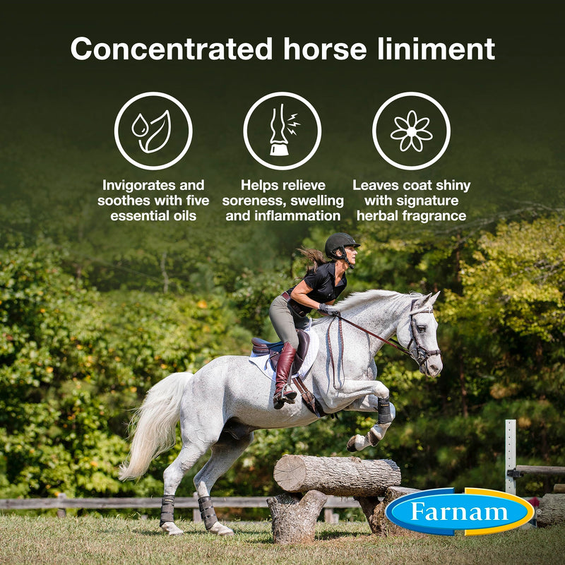 Farnam Vetrolin Horse Liniment for Muscle Soreness, Stiffness and Inflammation Relief on Horses, Helps Reduce Swelling, Aids in Pain Relief, 32 Oz. Quart - BeesActive Australia