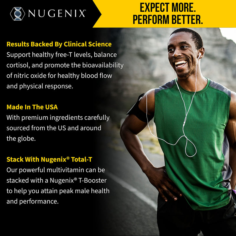 Nugenix Multivitamin for Men, Overall Health and Testosterone Support, 60ct | Balance Cortisol, Nitric Oxide, Blood Flow, Boost Testosterone, Vitamins and Minerals