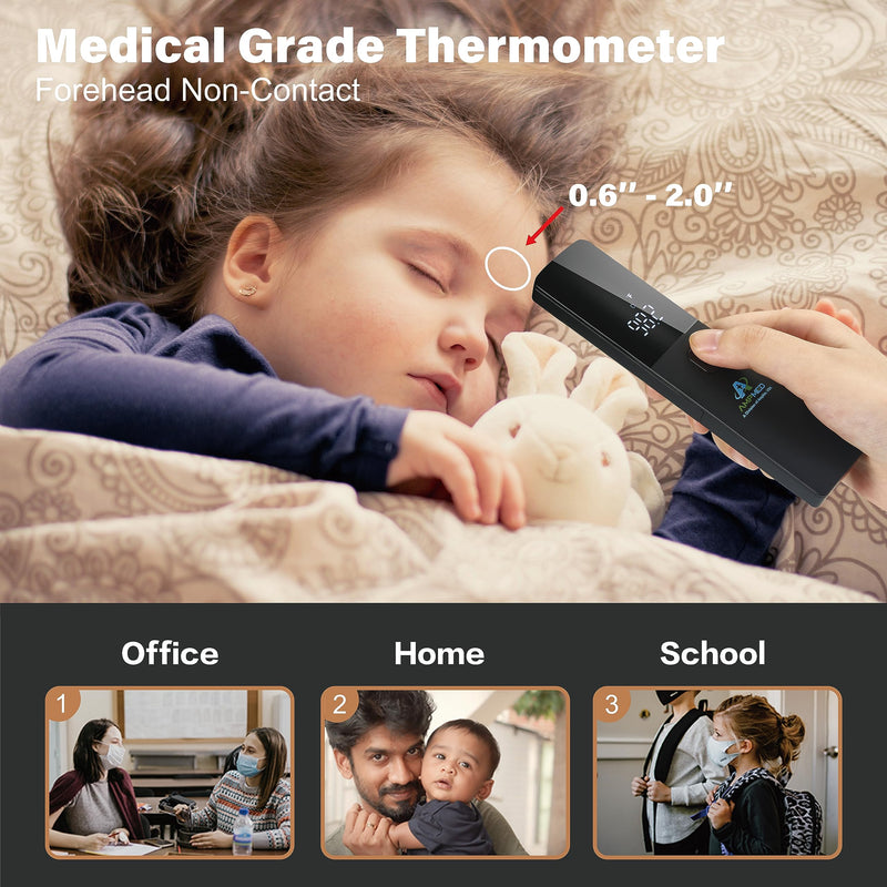 Amplim No-Touch Forehead Thermometer for Adults and Kids, Non-Contact Digital Baby Thermometer for Infants/Newborns, Medical Grade Touchless Temporal Thermometer for Fever Small