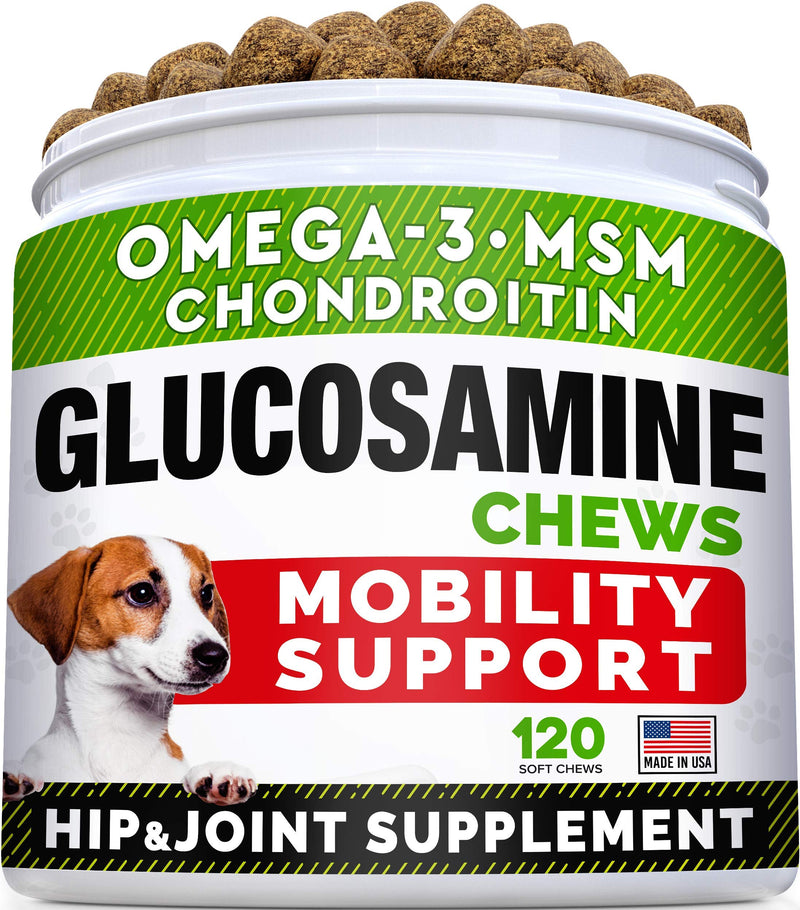 Glucosamine + Pumpkin for Dogs Bundle - Hip & Joint Care + Upset Stomach - Omega-3 Oil,Chondroitin, MSM + Pure Pumpkin Powder - Joint Pain Relief + Digestion Support - 120ct + 8.1oz - Made in USA