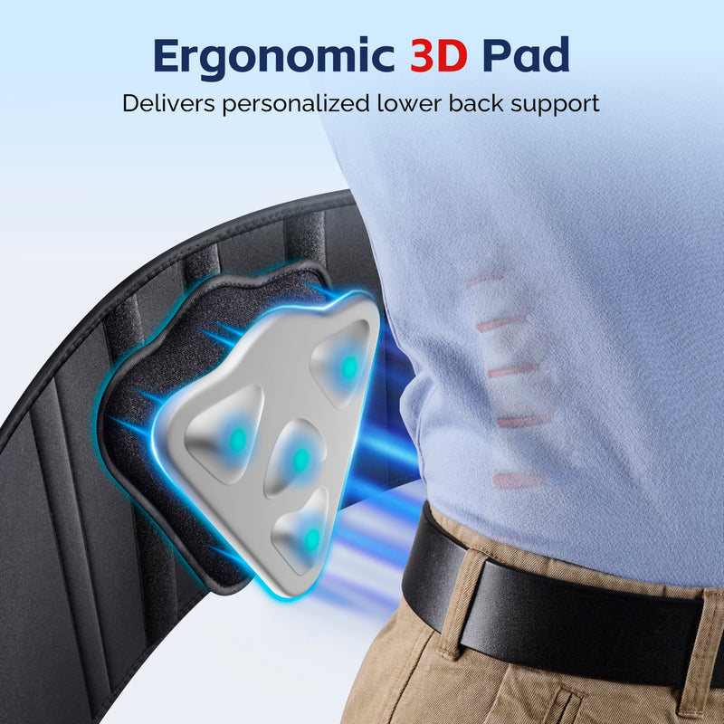 FEATOL Back Brace for Men Lower Back, Lumbar Support Belt- Back Pain, Adjustable Support Straps with Removable Lumbar Pad for Heavy Lifting Work, Plus Size(Black, L/XL Large/X-Large (Pack of 1) 3D Pad - BeesActive Australia