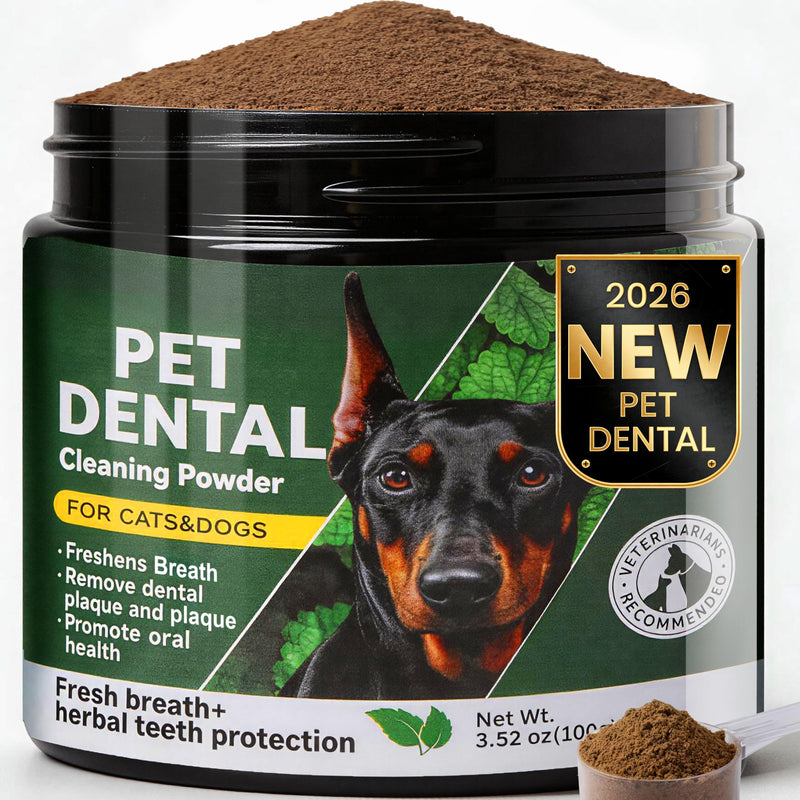 Dog Teeth Cleaning Powder, Dental Powder for Dogs Teeth Cleaning More Easy Plaque Off, Natural Postbiotic Supplement Sprinkle on Food, Targets Tartar & Bad Breath No Brushing for Dogs Daily Oral Care