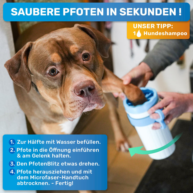 BluePet Paw Cleaner for Dogs | Removes dirt and grime from dog paws | Includes microfiber towel | PfotenBlitz Size XXL Size XXL (from 25kg) - BeesActive Australia