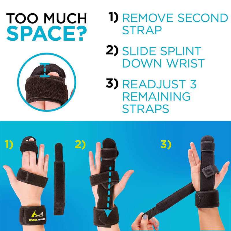 BraceAbility Two Finger Immobilizer - Hand and Buddy Splint Cast for Broken Joints, Mallet or Trigger Finger Extension, Sprains and Contractures to Straighten Middle, Index and Pinky Knuckles (S) Small (Pack of 1)
