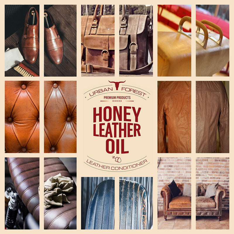 URBAN FOREST leather oil for leather care of saddles and bridles I protects and cares for as a leather care product sofa leather couch car seats furniture shoes I Premium Leather Conditioner Leather Oil Honey Leather Oil - BeesActive Australia