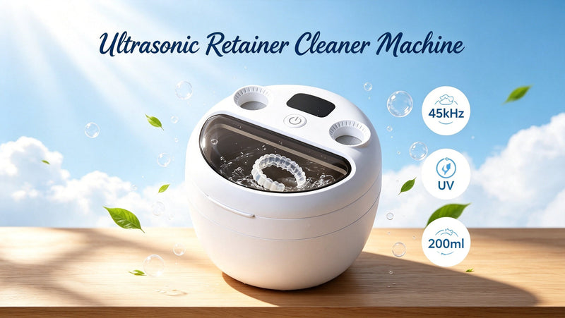 Ultrasonic Retainer Cleaner, 45kHz UV Dental Cleaner with Digital Timer