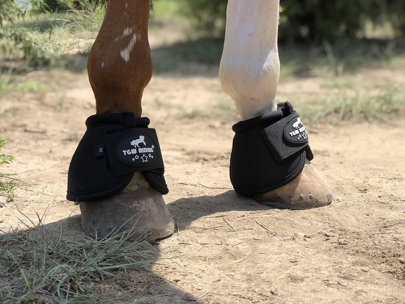 TGW RIDING 2520D Horse Bell Boots No-Turn Horse Bell Boots, Equine Ballistic Hoof Overreach Bell Boot, Pair Black Large - BeesActive Australia