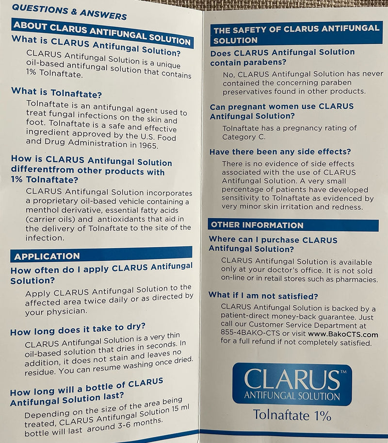 Clarus Solution Antifungal 1%, 0.5 floz - BeesActive Australia