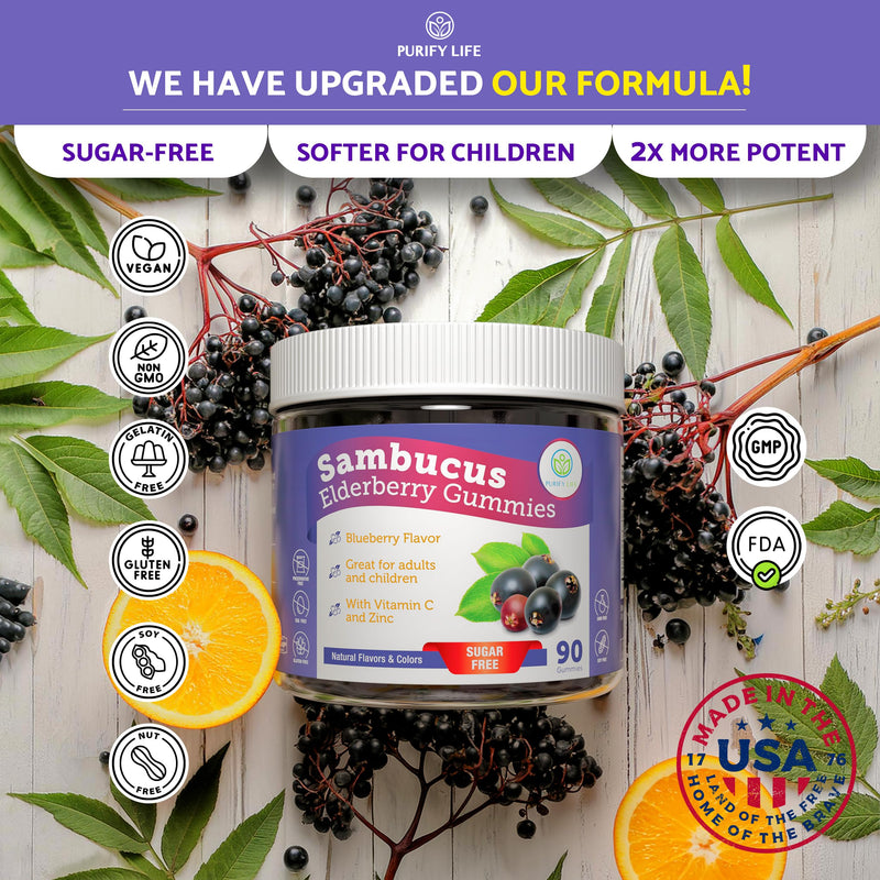 Sugar-Free Elderberry Gummies with Vitamin C & Zinc for Adults & Kids, 90ct | Immune support supplement for respiratory health, sambucus elderberry antioxidant gummies - vegan, non-GMO, made in USA Elderberry 90ct