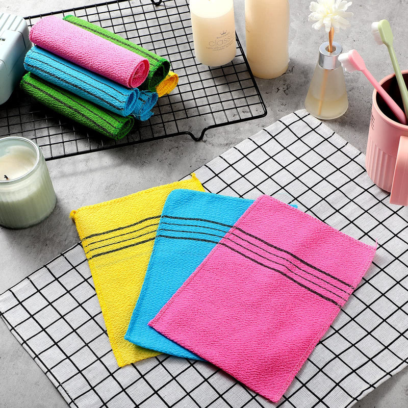 Tatuo 12 Pieces Korean Exfoliating Mitt Glove Italy Towel Body Skin Scrubber Exfoliating Scrubber for Remove Dead Skin Washcloth Korean(Small,Yellow, Green, Blue, Pink) Yellow, Green, Blue, Pink 12 Count (Pack of 1) - BeesActive Australia