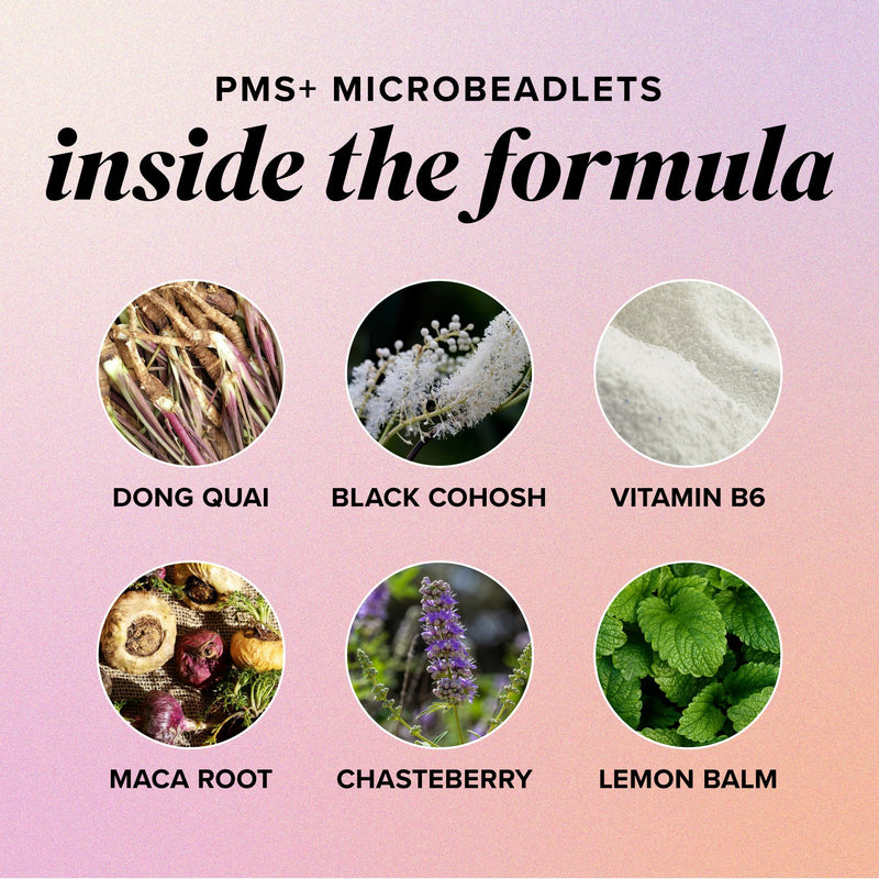 PMS Support Supplement for Women with PMS Relief, Delayed-Release Beadlets | Hormonal Acne Hormone Balance & Period Support, Chasteberry Supplements, With Dong Quai Cranberry & Vitamin B6, 30 Capsules