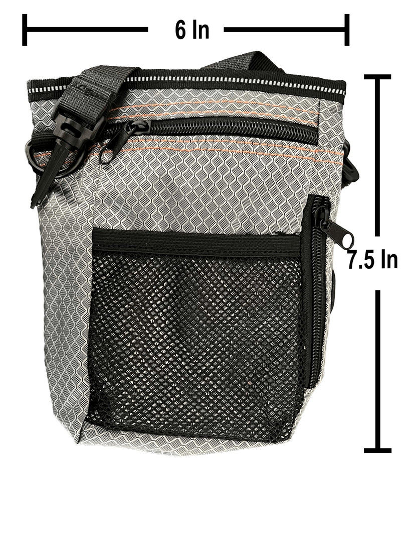 Dog Treat Training Pouch - Dog Training Bag Easily Carries Pet Toys & Treats. Includes Clicker, Foldable Bowl & Poop Bags, 3 Ways to Wear. Perfect for Obedience & Agility Training. Gray & Orange. - BeesActive Australia