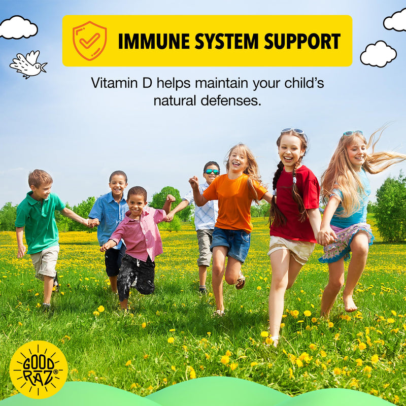 Good Rāz Vitamin D3 Drops for Kids 0.17 fl oz (5 ml) – Taste Free Liquid Dietary Supplement for Kids – Non-GMO, Gluten-Free, Kosher, Daily Liquid Vitamin in Easy Dropper Bottle