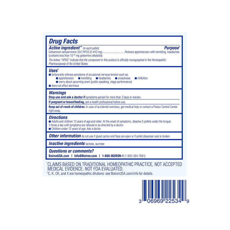 Boiron Gelsemium 30C Homeopathic Medicine for Relief from Stress, Nervousness, Apprehension, and Stage Fright - 3 Count (240 Pellets) - BeesActive Australia