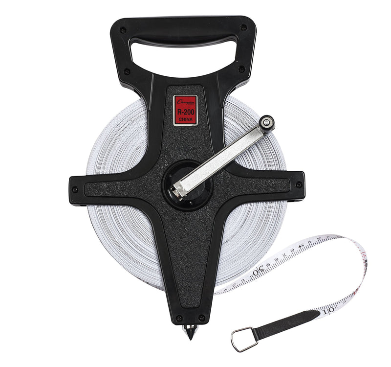 Champion Sports Open Reel Measuring Tapes – Durable Hand Crank with Metal Spike, Dual-Sided Feet & Meters, Perfect for Track & Field and Long Jump, 200 Feet/60 Meters 60 m