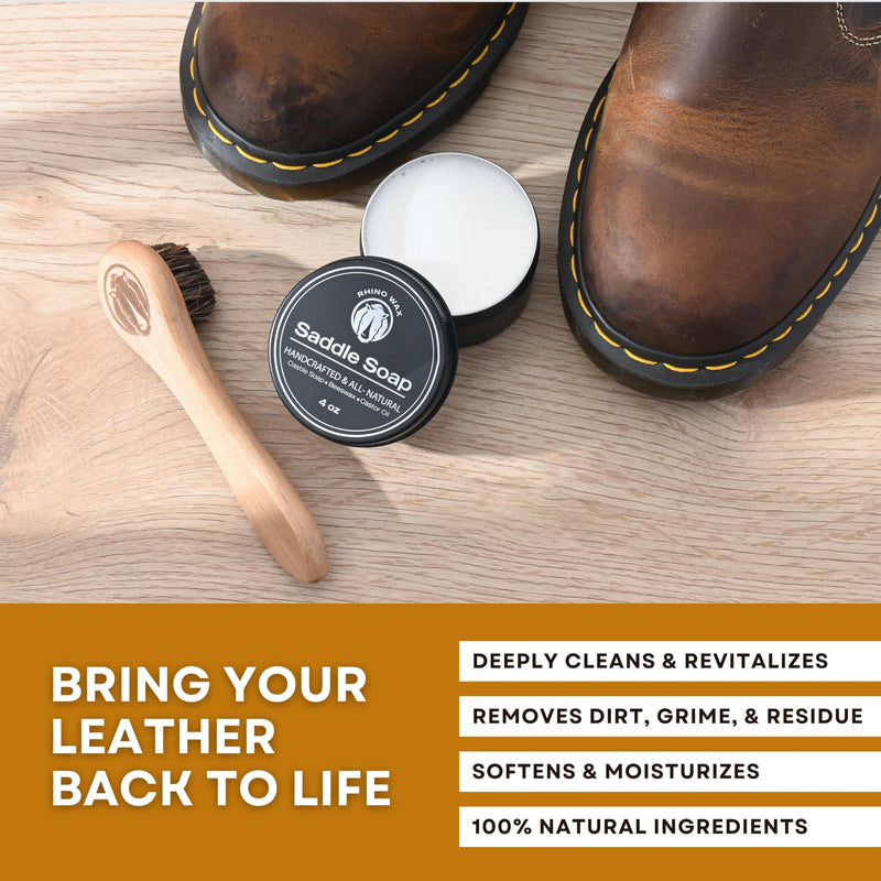 Saddle Soap for Leather Cleaning - Natural Horse Tack Soap Cleaner, Conditioner, Saddle Repair - Professional Saddle Cream for Outdoor Leather Boots, Shoes - (2 oz) - Made in USA 2 oz Saddle Soap - BeesActive Australia